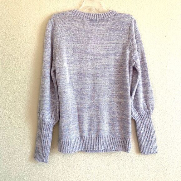 Kensie Lavender Metallic Faux Wrap Sweater - Picture 4 of 11